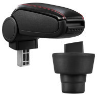 Pro-Tec Lakťová opierka pre BMW Mini - lakťová opierka - s odkladacím priestorom - koženka - čierna, červené prešitie - cena, porovnanie