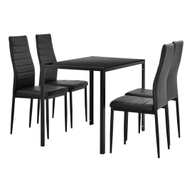 En Casa Štýlový dizajnový jedálenský stôl sklenený stôl s čiernymi stoličkami