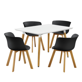En Casa Dizajnový jedálenský stôl - 120 x 70 cm so 4 čiernymi stoličkami