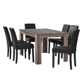En Casa Elegantný dubový jedálenský stôl HTFU-1402 - 140 x 90 cm - so 6 stoličkami HTMY-9706