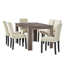 En Casa Elegantný dubový jedálenský stôl HTFU-1402 - 140 x 90 cm - so 6 stoličkami HTMY-9704