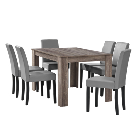 En Casa Elegantný dubový jedálenský stôl HTFU-1402 - 140 x 90 cm - so 6 stoličkami HTMY-9701
