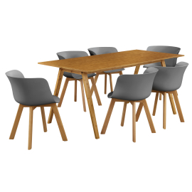 En Casa Dizajnový bambusový jedálenský stôl HTNT4301 so 6 stoličkami HTFL-6305