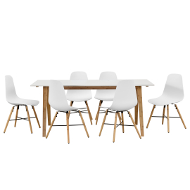 En Casa Dizajnový bambusový jedálenský stôl HTNT4302 so 6 stoličkami HTMD-6524