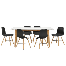 En Casa Dizajnový bambusový jedálenský stôl HTNT4302 so 6 stoličkami HTMD-6523