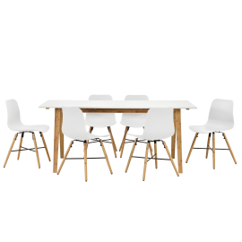 En Casa Dizajnový bambusový jedálenský stôl HTNT4302 so 6 stoličkami HTMD-6521