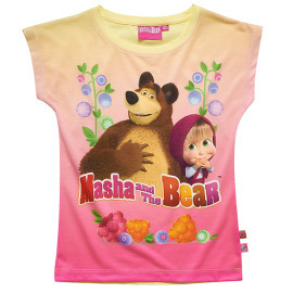 Masha And The Bear Máša a medveď s krátkym rukávom Žlto-ružové