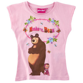 Masha And The Bear Máša a medveď s krátkym rukávom ružové