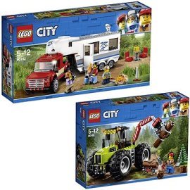 Lego City 60182 Pick-up a karavan + LEGO City 60181 Traktor do lesa