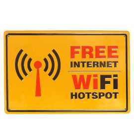Plechová retro tabuľa Free internet WiFi