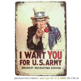 Plechová retro tabula I want you for U.S.ARMY 20 x 30 cm