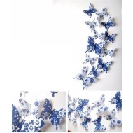 Veselá Stena Farebné 3D Motýliky Modré s kvetinami - cena, porovnanie