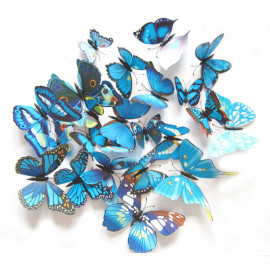 Veselá Stena Farebné 3D Motýliky Modré