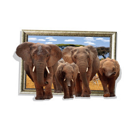 Veselá Stena Samolepka Slony Safari