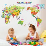 Veselá Stena Samolepka Farebná detská mapa Sveta - cena, porovnanie