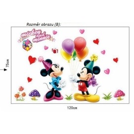 Veselá Stena Samolepka Mickey Mouse a Minnie Velikost: 75 x 120 cm