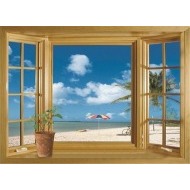 Veselá Stena Samolepka Okno na pláži - cena, porovnanie
