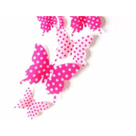 Veselá Stena Farebné 3D Motýliky Ružové s bodkami