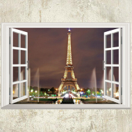 Veselá Stena Samolepka Okno s výhľadom na Eiffelovu vežu - cena, porovnanie