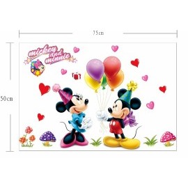 Veselá Stena Samolepka Mickey Mouse a Minnie Velikost: 50 x 75 cm