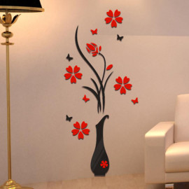 Faro Kvety S Vázou Červené samolepky na stenu