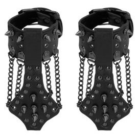 Ouch! Skulls and Bones Handcuffs with Spikes Chains