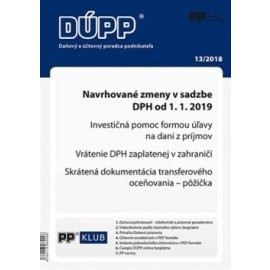DUPP 13/2018 Navrhované zmeny v sadzbe DPH od 1. 1. 2019