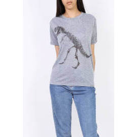 Rouzit Dámske sivé tričko s potlačou dinosaura