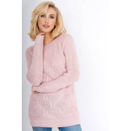Rouzit Teplý svetlo-ružový vzorovaný dámsky sveter