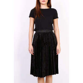Rouzit Čierna plisovaná stredne dlhá sukňa