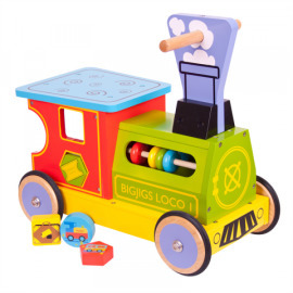 Bigjigs Toys Drevený motorický vozík - Lokomotíva