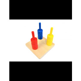 Montessori Farebné krúžky na 3 kolíkoch