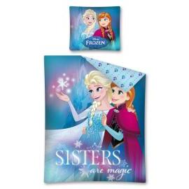 Detské bavlnené obliečky Disney Frozen / Ľadové kráľovstvo / Elsa a Anna Sisters are magic 140x200cm / 70x80cm modré