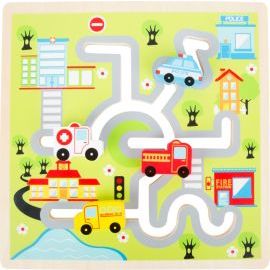 Small Foot Drevené posuvné puzzle Mesto