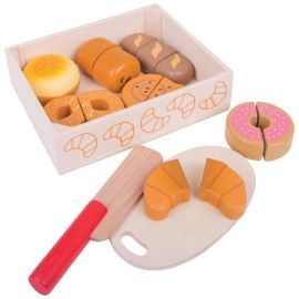 Bigjigs Toys Drevené potraviny - Krájanie pečiva v krabičke