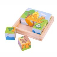 Bigjigs Toys Drevené obrázkové kocky kubusy - Dinosaury - 9 kociek - cena, porovnanie