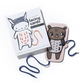 Wee Gallery Lacing Cards - Baby Animals Prevliekacie a šnurovacie kartičky