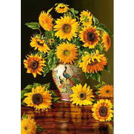 Castorland Sunflowers in a peacock vase 1000