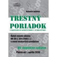 Trestný poriadok s komentárom a judikatúrou od 1. apríla 2016 - cena, porovnanie