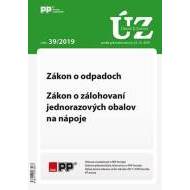 UZZ 39/2019 Zákon o odpadoch, Zákon o zálohovaní jednorazových obalov na nápoje - cena, porovnanie