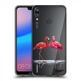 Picasee Silikónový prehľadný obal pre Huawei P20 Lite - Flamingos couple