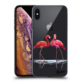 Picasee Silikónový prehľadný obal pre Apple iPhone XS Max - Flamingos couple