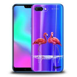 Picasee Silikónový prehľadný obal pre Honor 10 - Flamingos couple