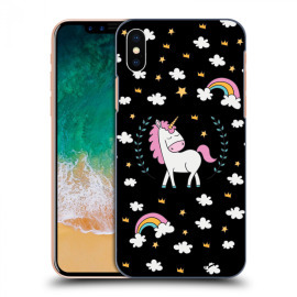 Picasee Silikónový čierny obal pre Apple iPhone X/XS - Unicorn star heaven