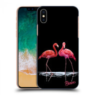Picasee Silikónový čierny obal pre Apple iPhone X/XS - Flamingos couple - cena, porovnanie