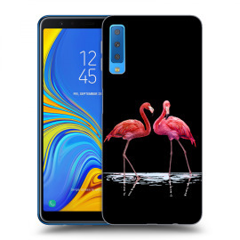 Picasee Silikónový čierny obal pre Samsung Galaxy A7 2018 A750F - Flamingos couple
