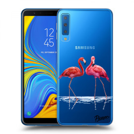 Picasee Silikónový prehľadný obal pre Samsung Galaxy A7 2018 A750F - Flamingos couple