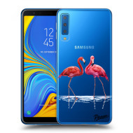 Picasee Silikónový prehľadný obal pre Samsung Galaxy A7 2018 A750F - Flamingos couple - cena, porovnanie