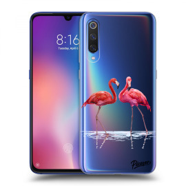 Picasee Silikónový prehľadný obal pre Xiaomi Mi 9 - Flamingos couple