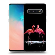 Picasee Silikónový čierny obal pre Samsung Galaxy S10 G973 - Flamingos couple - cena, porovnanie